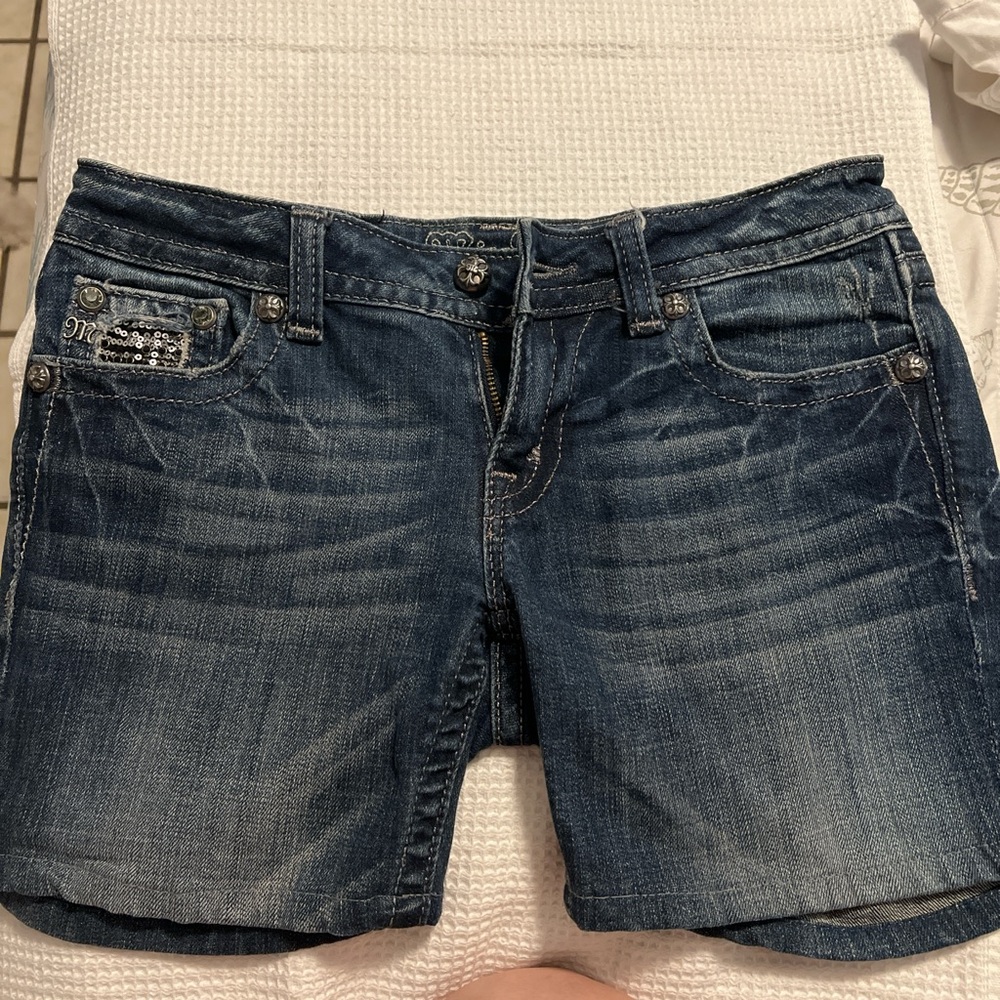 Miss Me Blue Jean Shorts Vintage Distressed Style